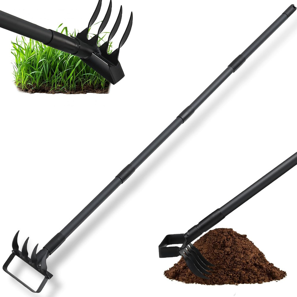 2 in 1 Weeding Tools Gardening Weed Puller with Long Handle,Stirrup Hula Garden