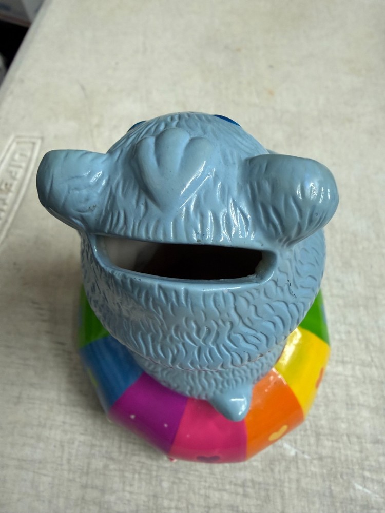 Care Bears Grumpy Bear Ceramic Bank Figurine Rainbow Umbrella Blue Rain Cloud
