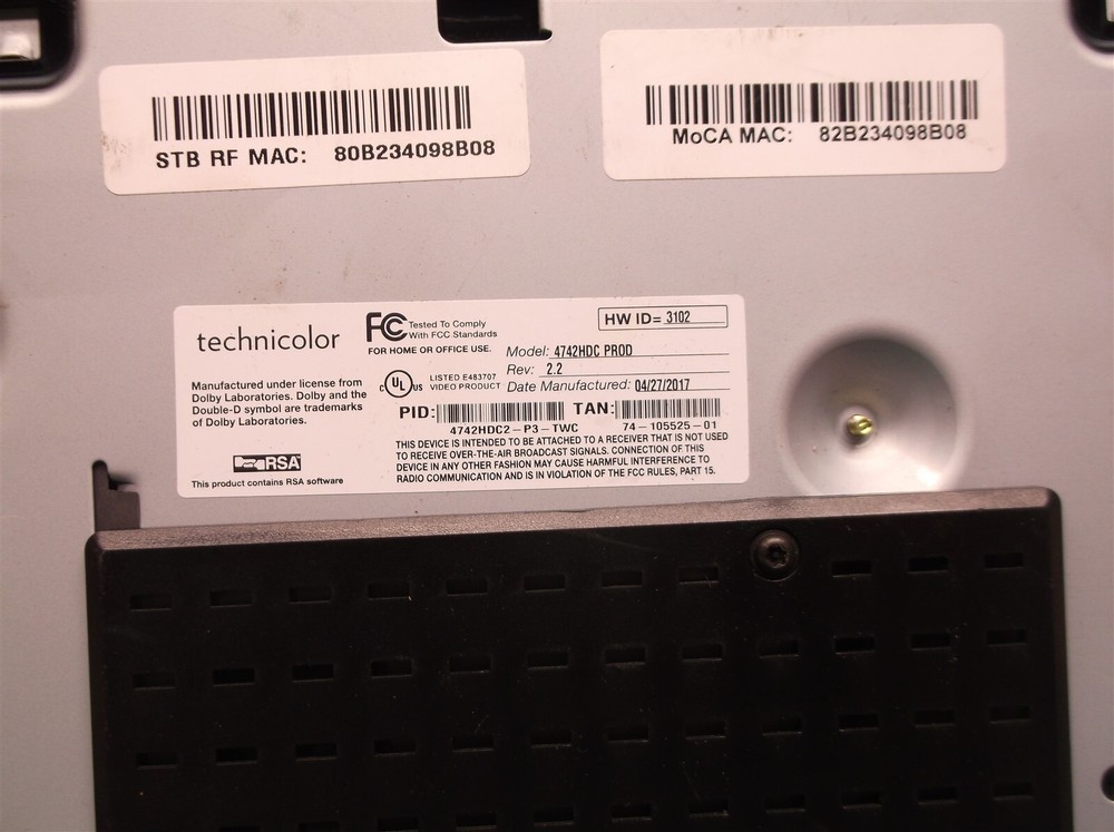 Techinicolor 4742HDC PROD High Definition HD Receiver Cable Box