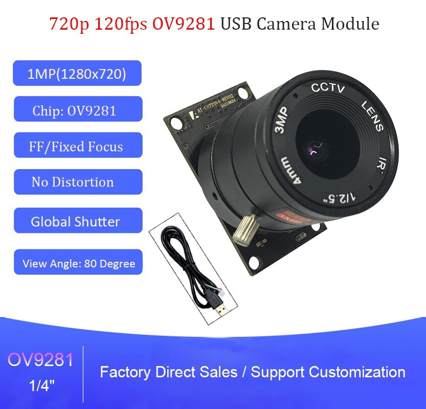 USB Camera Module OV9281 720P Global Shutter Module Global Exposure UVC Webcam