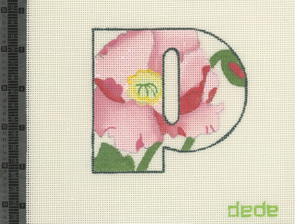 Dede Needlepoint Initial P Letter Hand Painted Canvas Ornament NEW