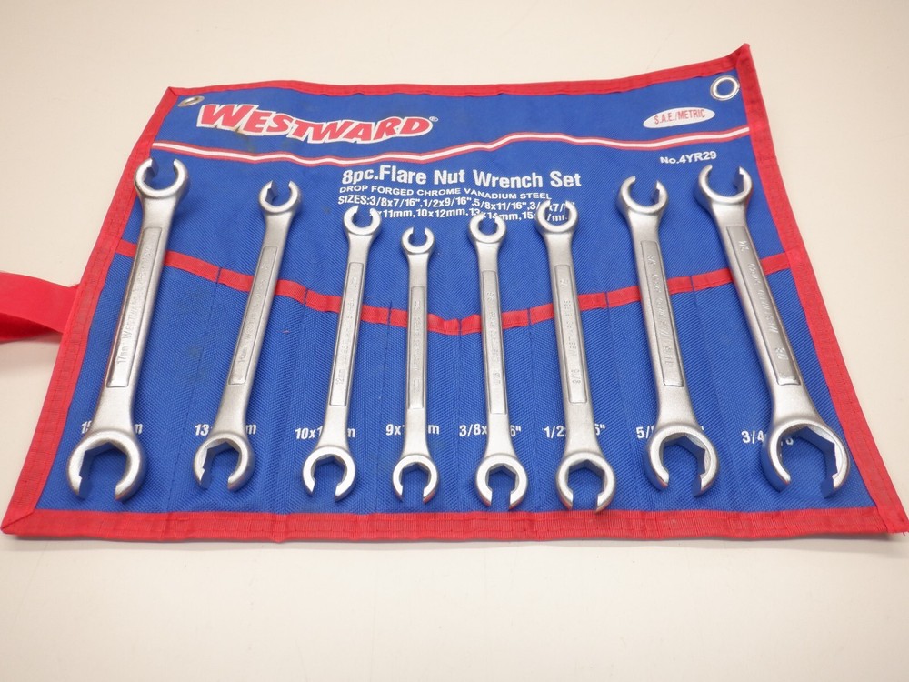 WESTWARD 4YR29 8PC. FLARE NUT WRENCH SET