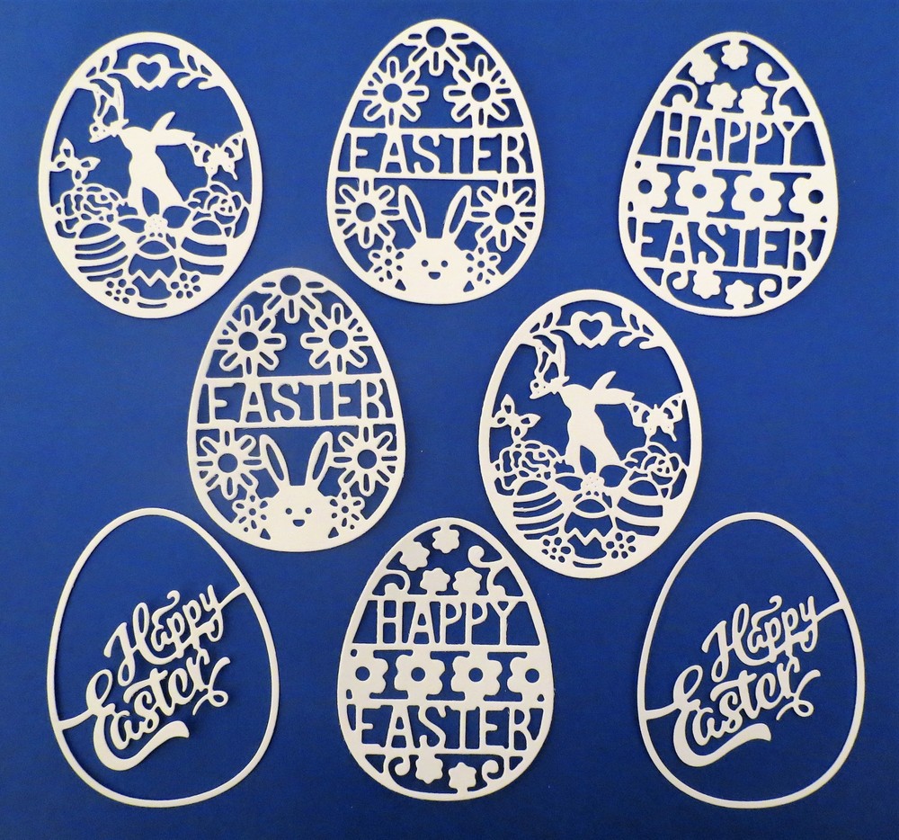Intricate Egg Eggs Easter Paper Die Cut Embellishment Scrapbooking 8 Pcs Bunny