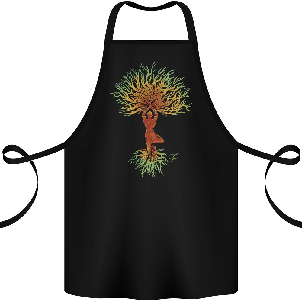 Yoga Tree Man Meditation Cotton Apron 100% Organic