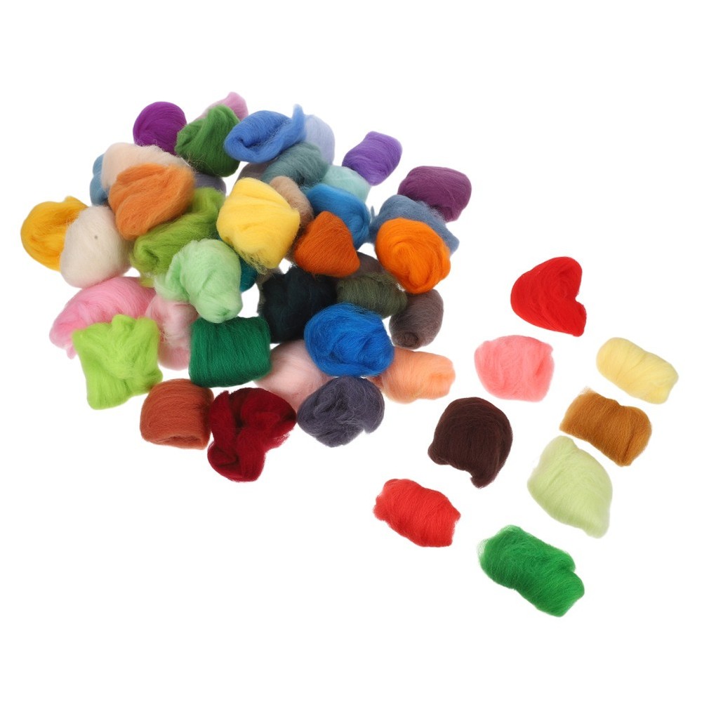 50 Pcs Needle Felt Wool Strips Felting Roving for Weaving Projects