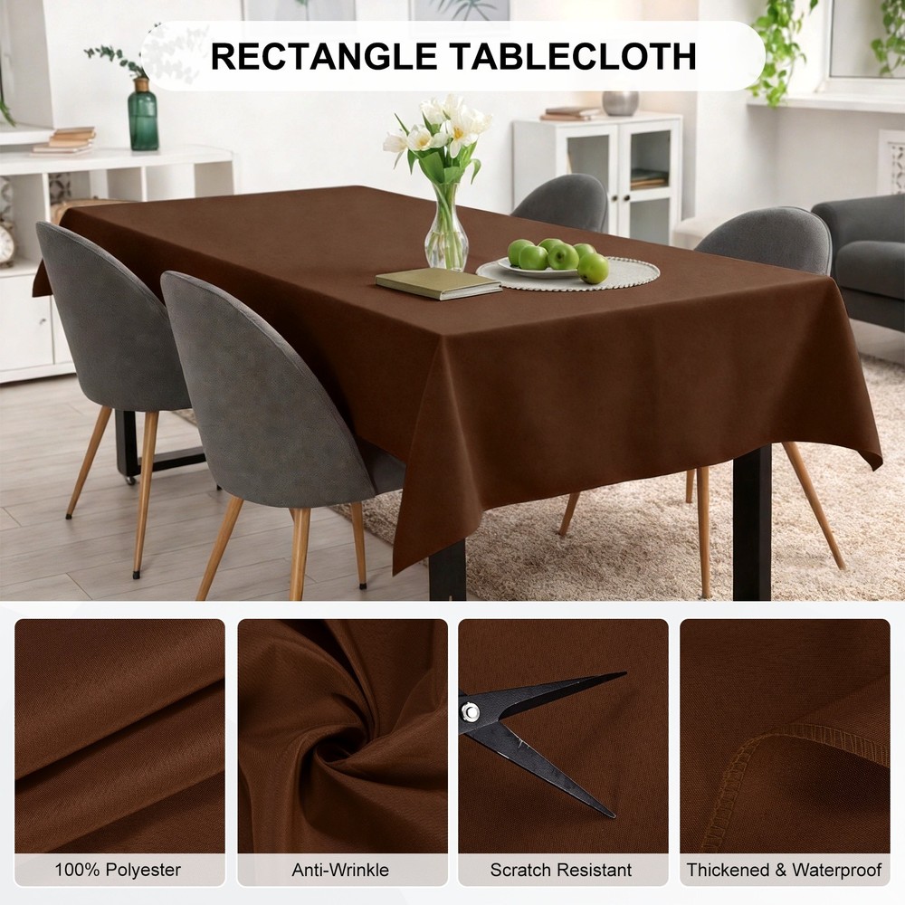 160x250cm Rectangle Tablecloth, Thickened Polyester Table Cloth Dark Brown