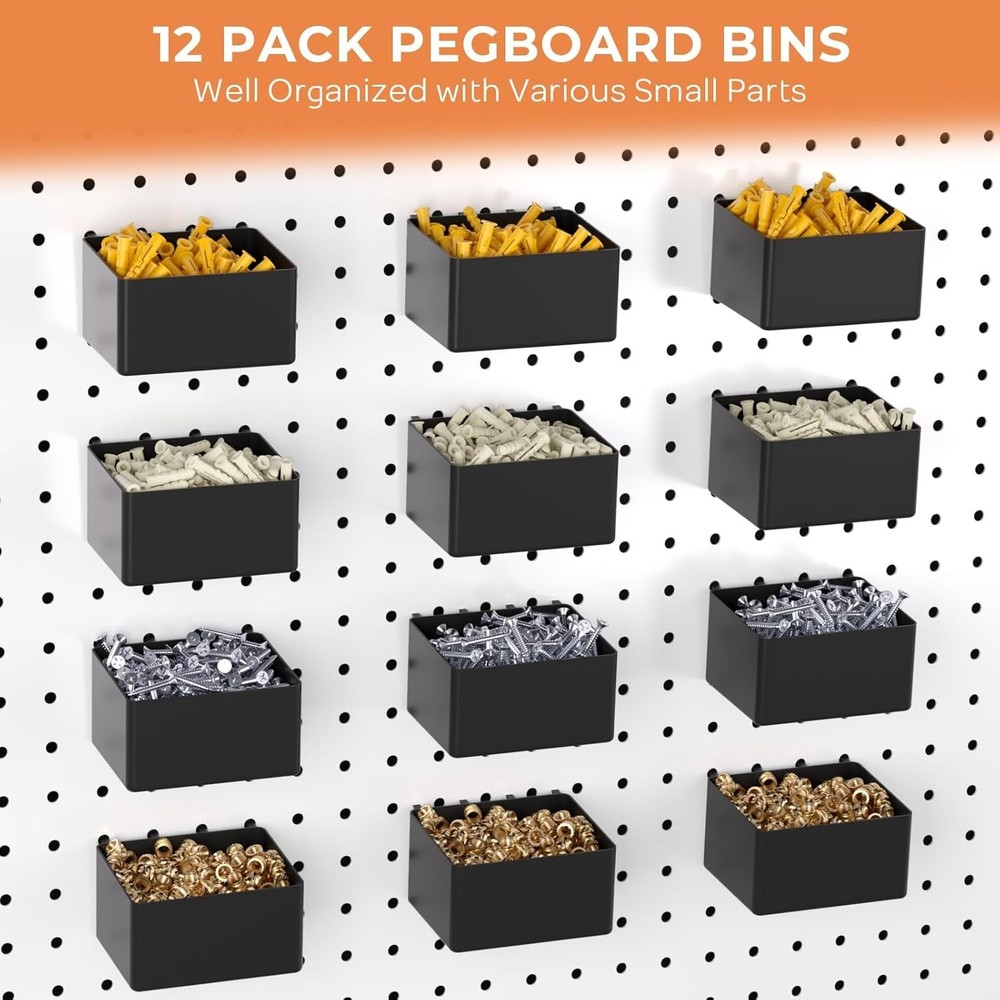 278pc Pegboard Accessories Kit - Hooks & Bins Assortment for Garage Tool Storage