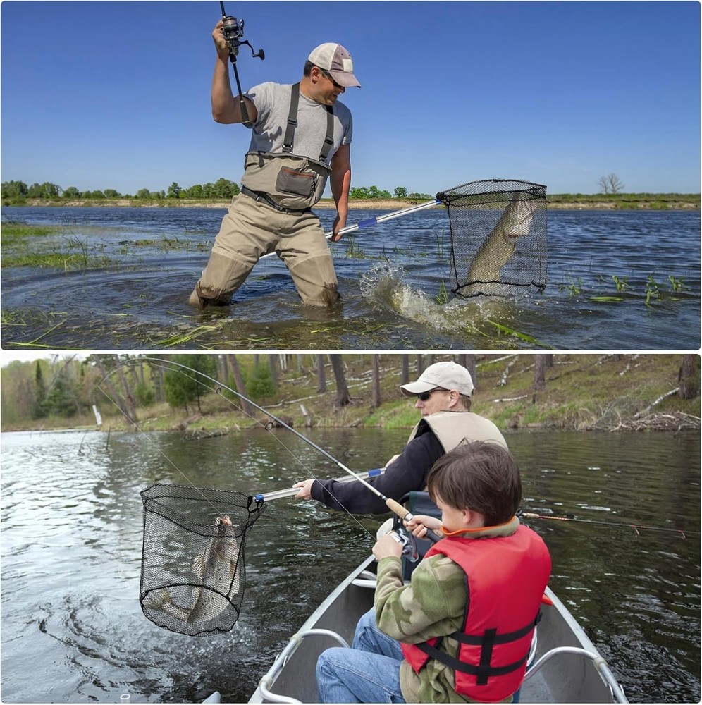 Fishing Net W/ Handle W/ 85" Adjustable Handle Fishing Net- Foldable Landing Net