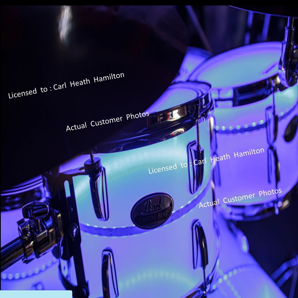 LED Drum Lights - works with ANY drum set clear or solid drums - Lights for drum