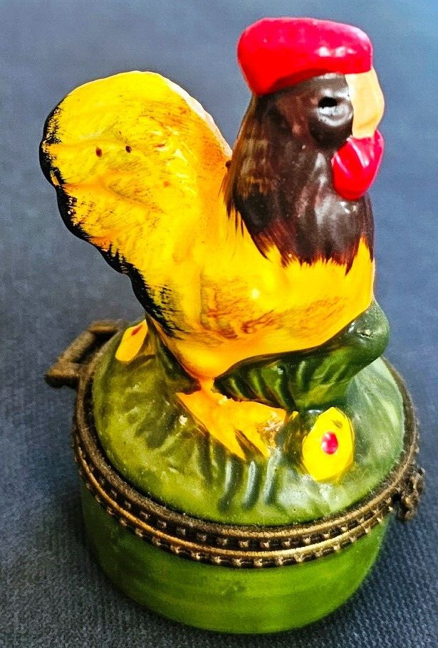 Nice 3" Ceramic Rooster Mini Trinket Box