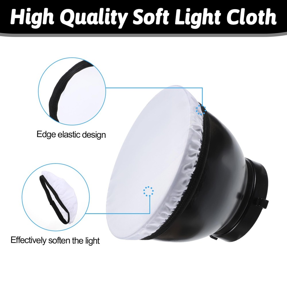 7" Light Diffuser Sock Soft White Cover for Standard Cloth Diffusers - Stud