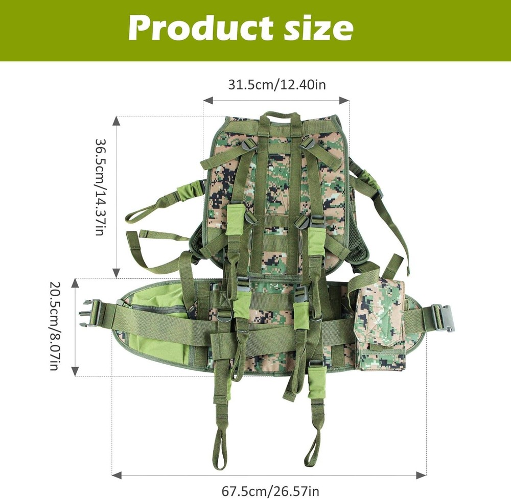 Tree Stand Carrier Backpack with Padded Straps, 8 Connection Points & 3 Pocke...