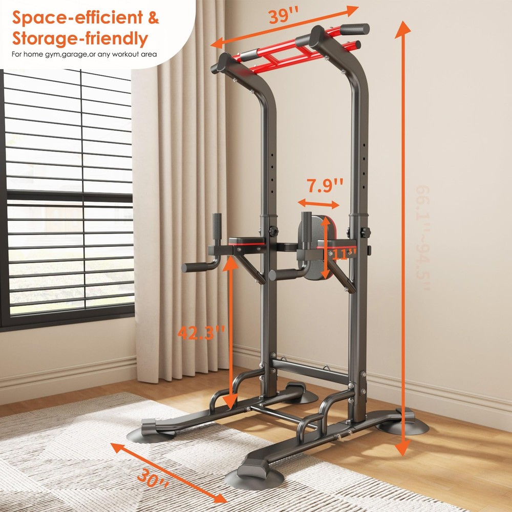 Power Tower Pull Up Bar Station, Dip Station for Home Gym, Height Adjustable ...
