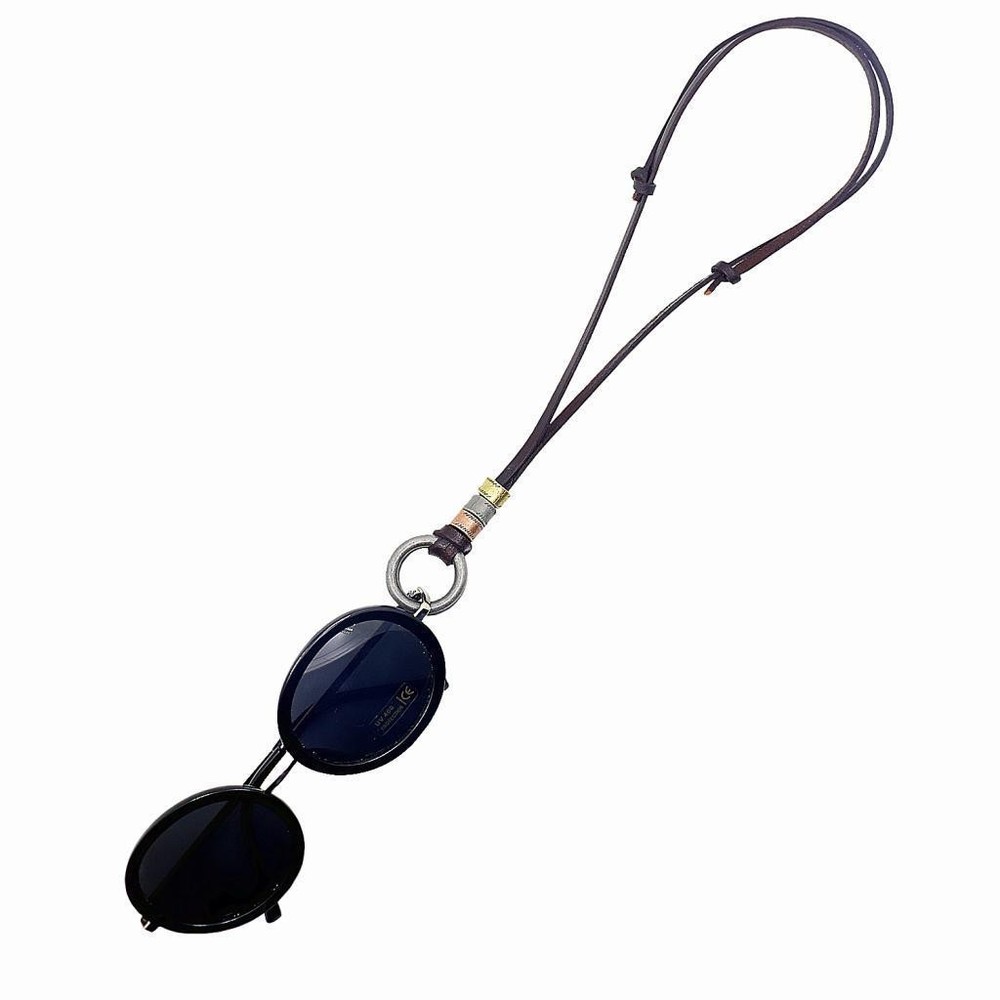 Vintage Pendant Leather Double Circle Rope Glasses Holder