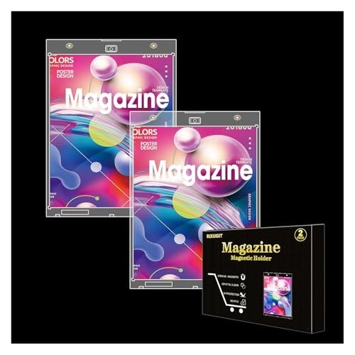 2-Pack Magnetic Magazine Holders - UV Protection Display Frames, Wall Mountable,
