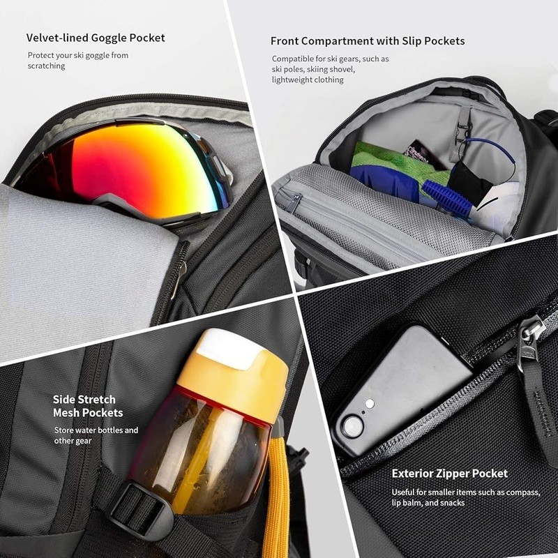 Ski Backpack Hydration System 22L Water Resistant Ergonomic Design Ski Gear New