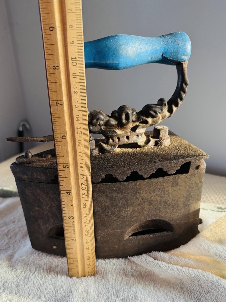 Antique German Coal Cast Iron with Wooden Handle