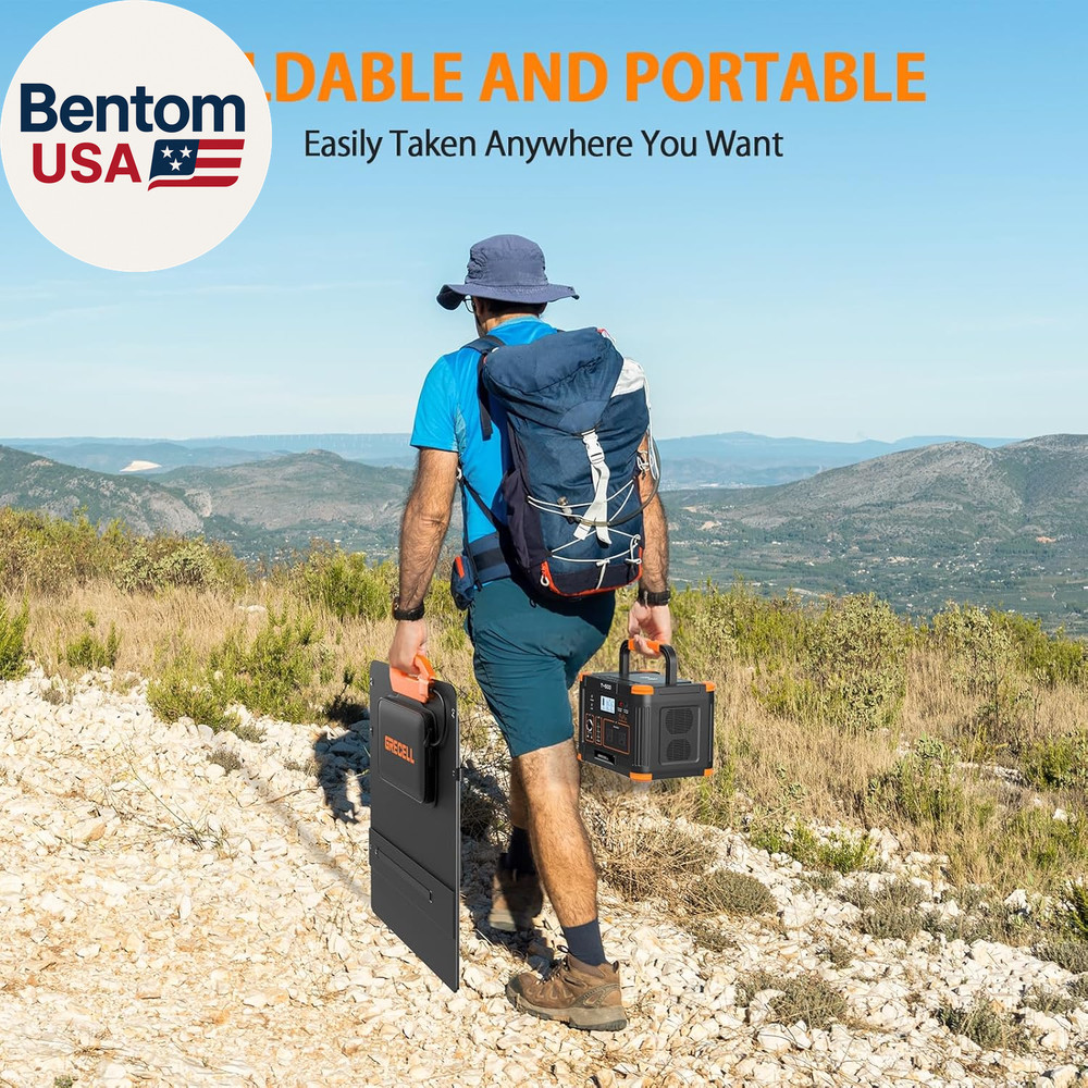 100W Solar Panel, 21.5V Portable Foldable Solar Panel 24% High Efficiency with F