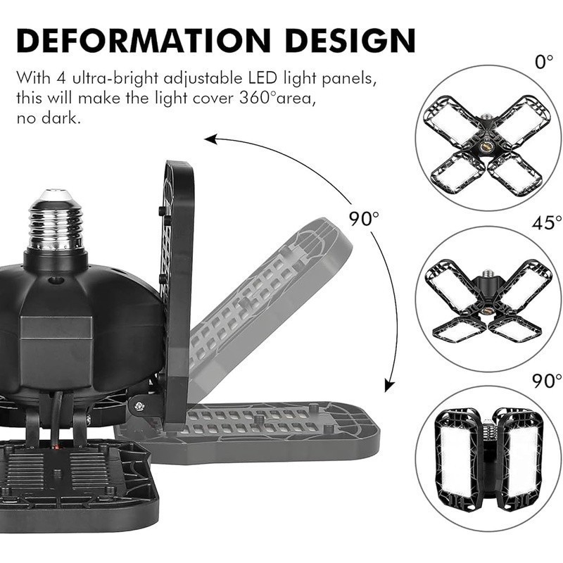Adjustable 360° LED Garage Light Super Bright E26/E27 Easy Install 288 Chips New