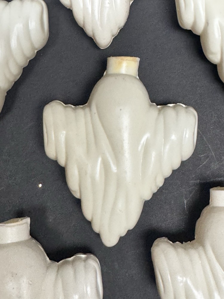 8 Vintage Halloween Plastic Blow Mold Ghost String Light Covers 2.25”