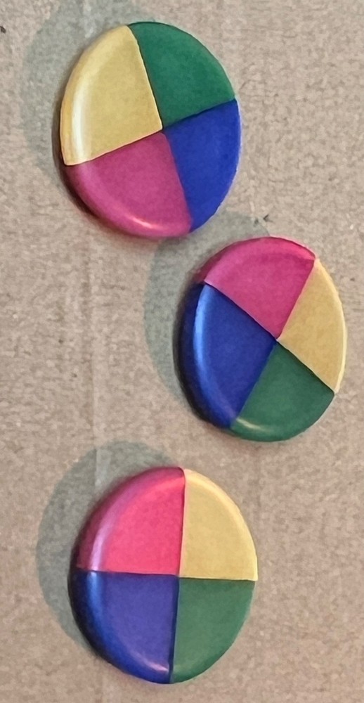 3 Colorful Plastic Buttons with 4 Triangle Sections 1 1/8” Sewing Crafts