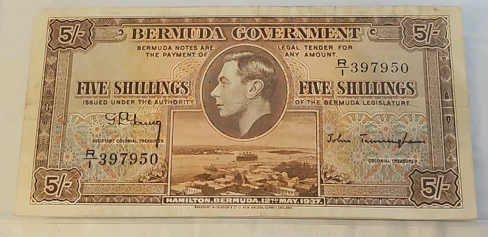 Bermuda 5 Shillings 1937 P-8. XF