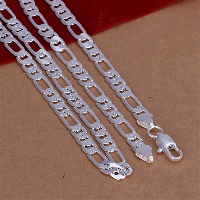 Solid 925 Sterling Silver Necklace For Men Classic 12mm Cuban Chain