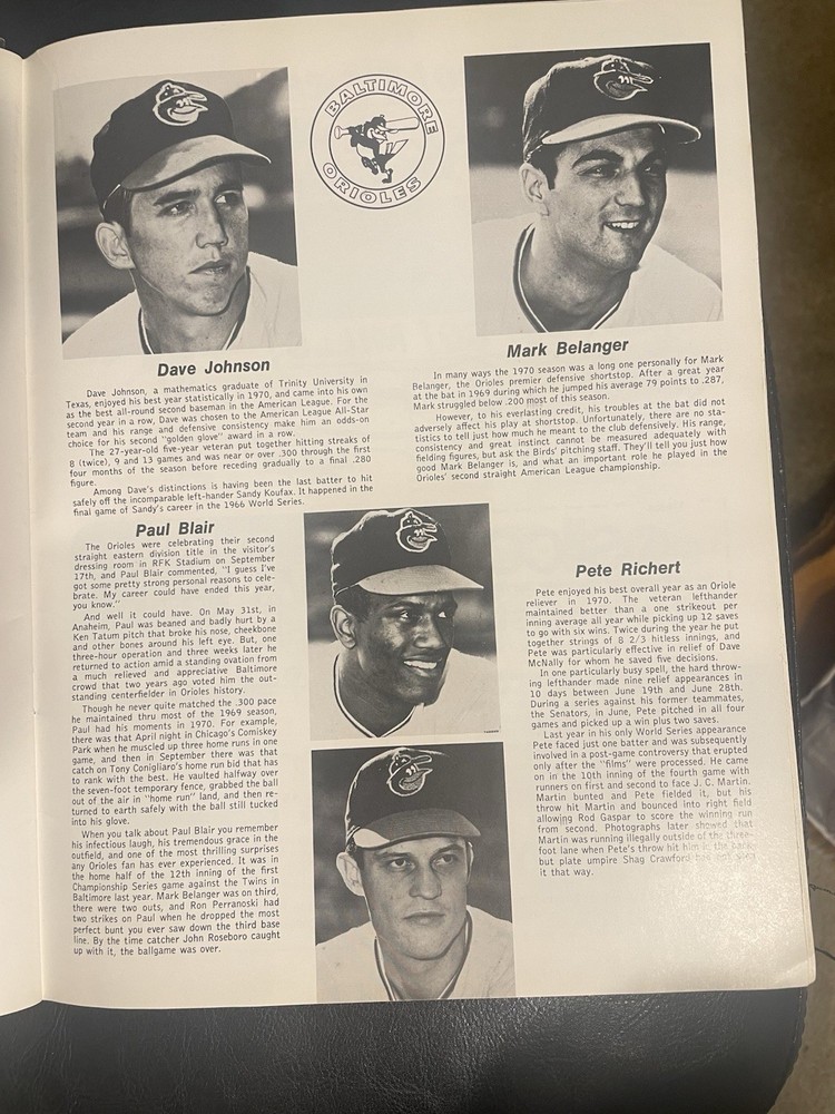 1970 World Series program Unscored From Cincinnati.
