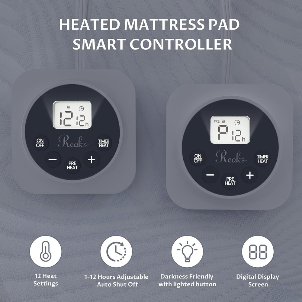 Queen Electric Heated Mattress Pad - Lighted Controls & Enhanced Safety Features