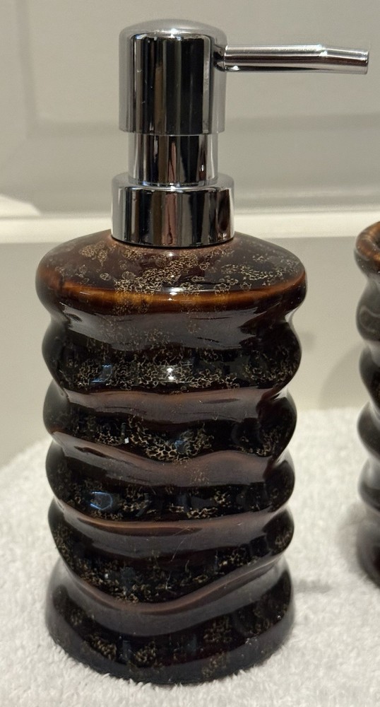 New Brown Stony Bath Accessory Set (4 Piece)