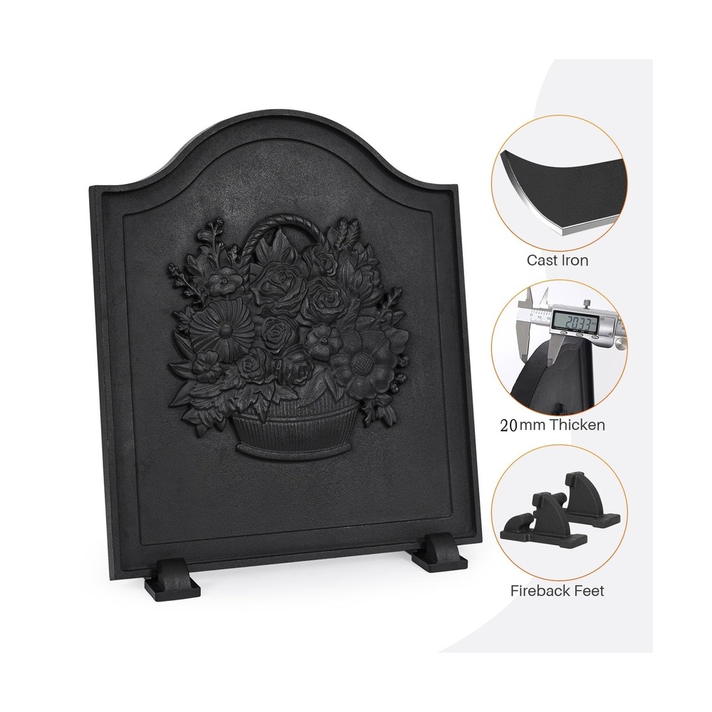 Firebacks for Fireplace,Cast Iron Fireback with Feet,Fireplace Back Plates,He...