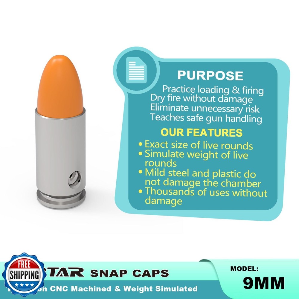 GORTAR 9mm Snap Caps Training Dummy Rounds Practice Safe Loading