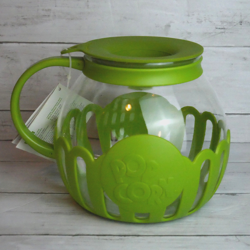Ecolution Micro-Pop 3QT Green Apple Popcorn Popper Microwave Safe Glass NEW