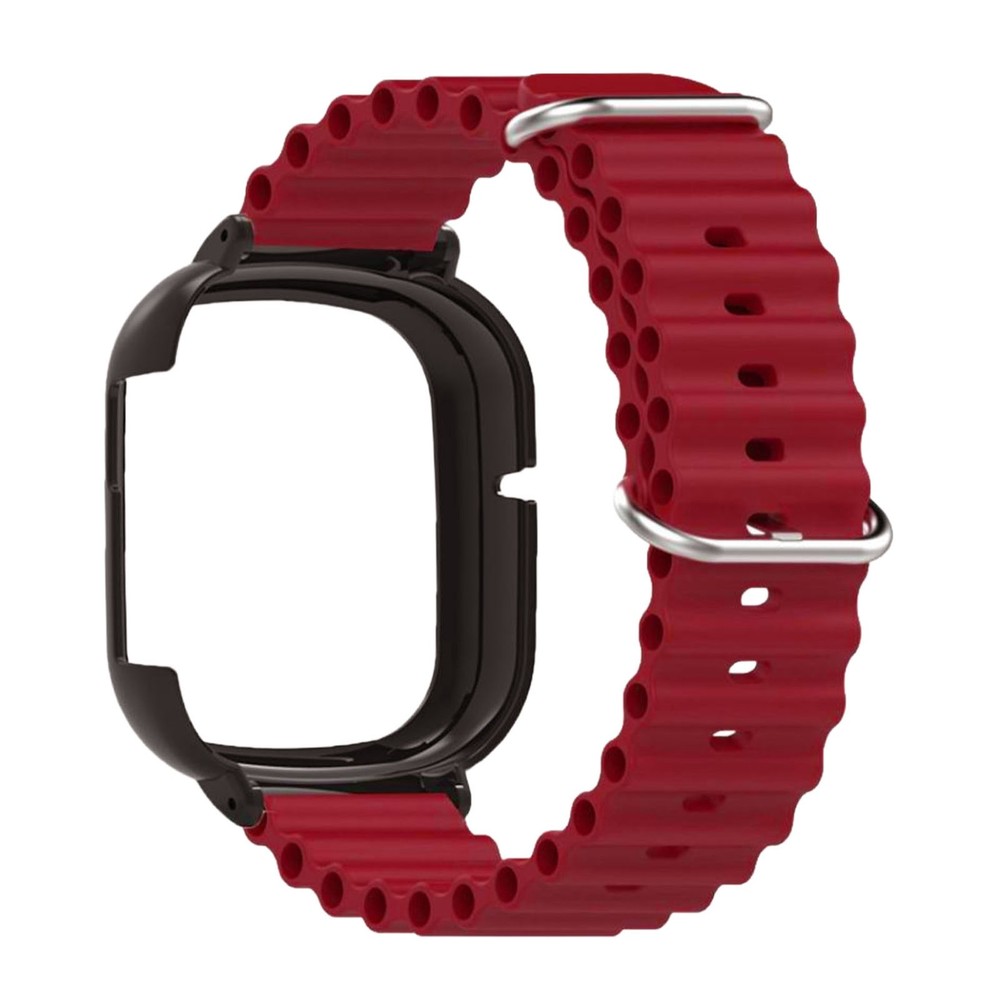 Watch Silicone Strap With Built In PC Case Adjustable Wristband (Wine Red )