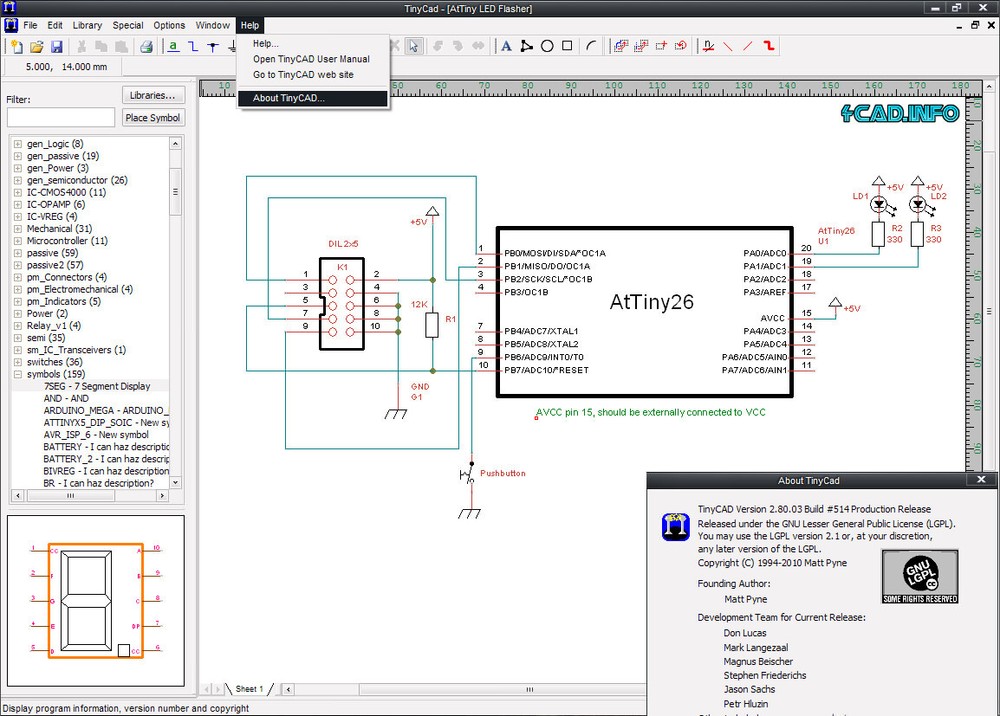 Electrical CAD Drawing Circuit Diagrams Maker TinyCAD PC Software DVD