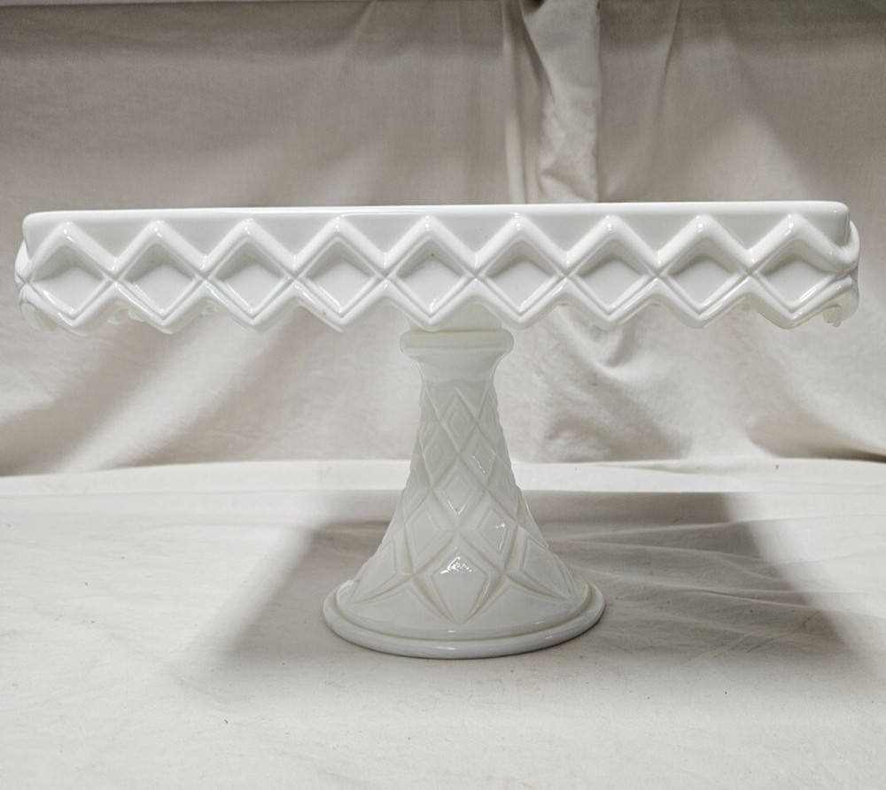 Authentic Colony Milk Glass Square Cake Stand