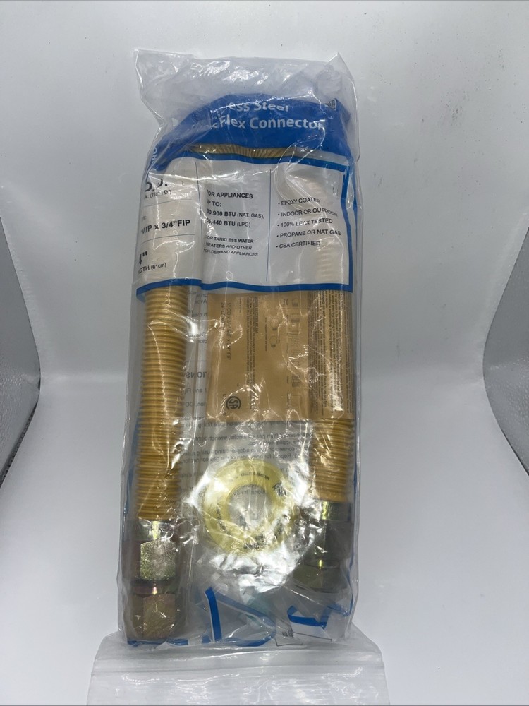 3/4" ID (1" OD) x 24" w/ 3/4" MIP x 3/4" FIP Tankless Water Heater Gas Flex Line