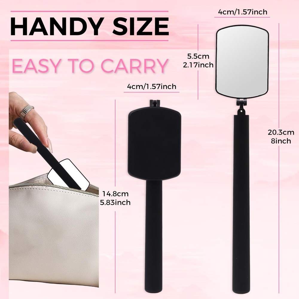 Flexible Large Square Lash Mirror, 260°Rotation Folding Portable Eye Mirror