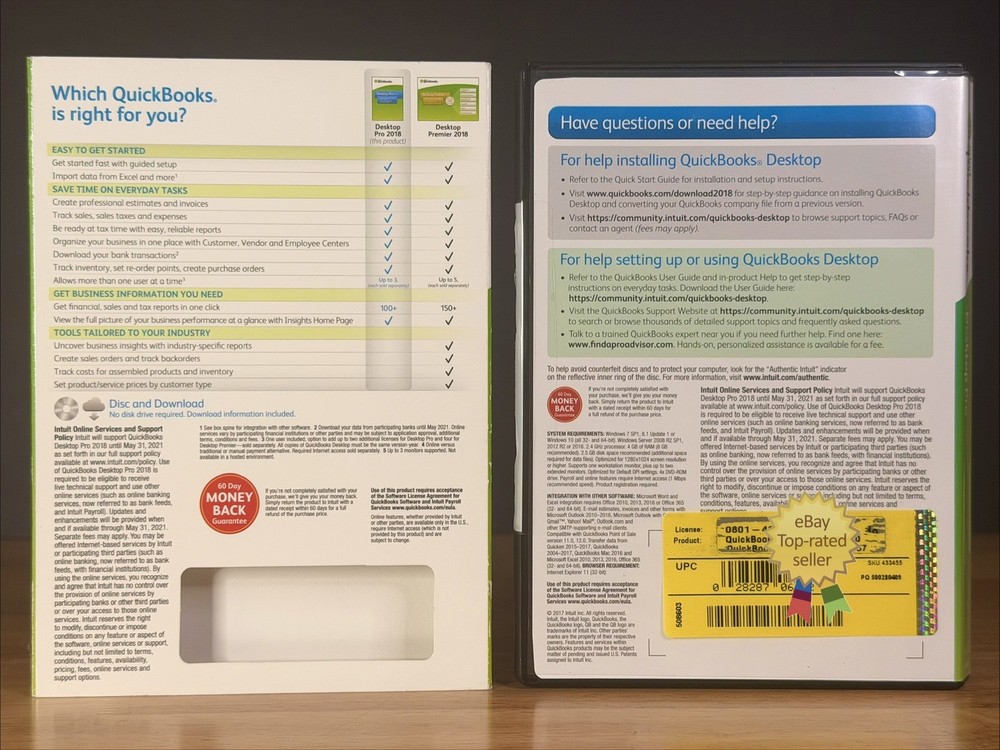 Quickbooks Desktop Pro 2018 Windows Accounting Retail -NO SUBSCRIPT10N- TESTED