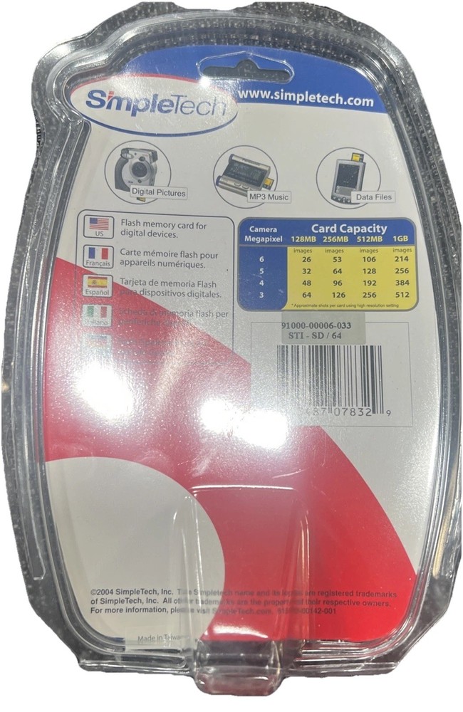 Simpletech High Speed SD Memory Card 64 MB Secure Digital Camera Card