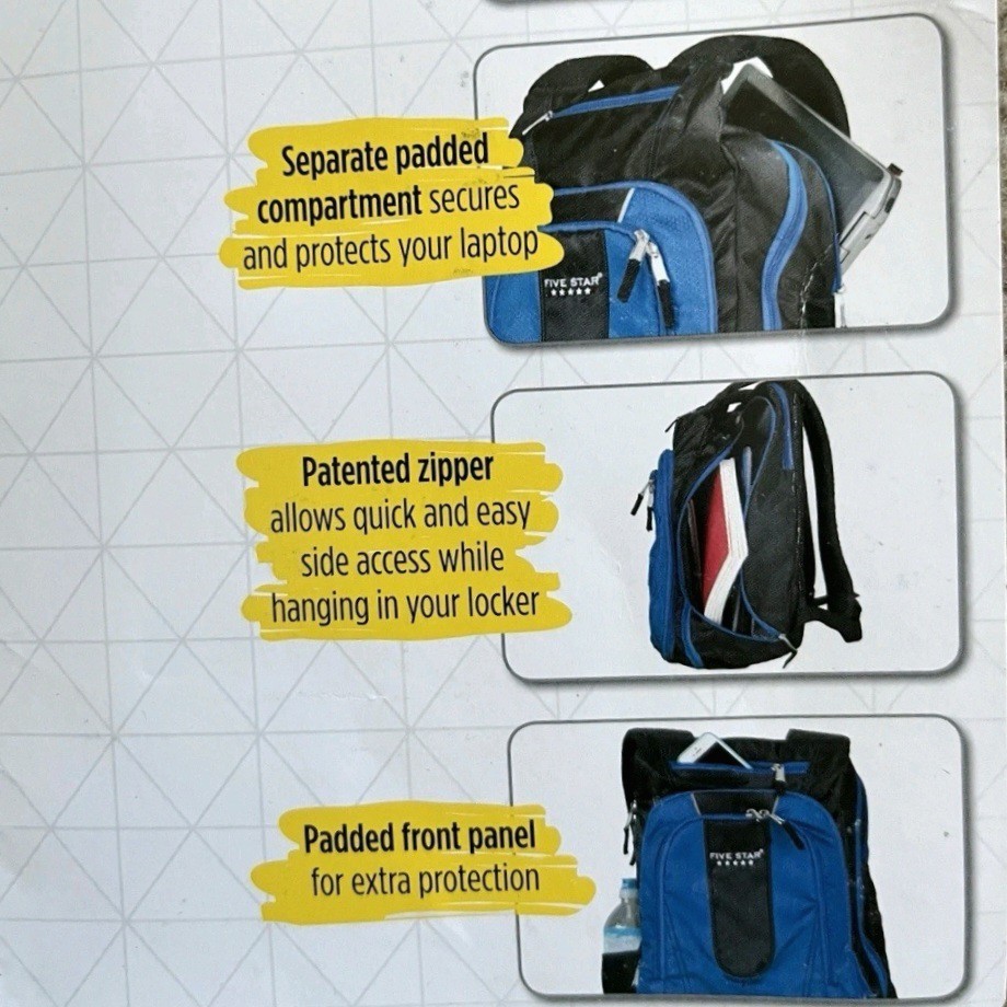 Five-Star Expandable Backpack, Laptop Sleeve Multi-Use Large Backpack Gym EUC