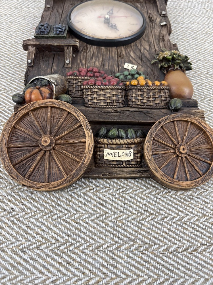 Vintage Fruit Stand Wall Clock Fruit 80s Working