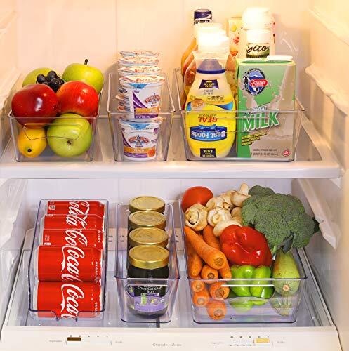 SimpleHouseware Refrigerator Storage Organizer, Set of 6 / Assorted, Clear