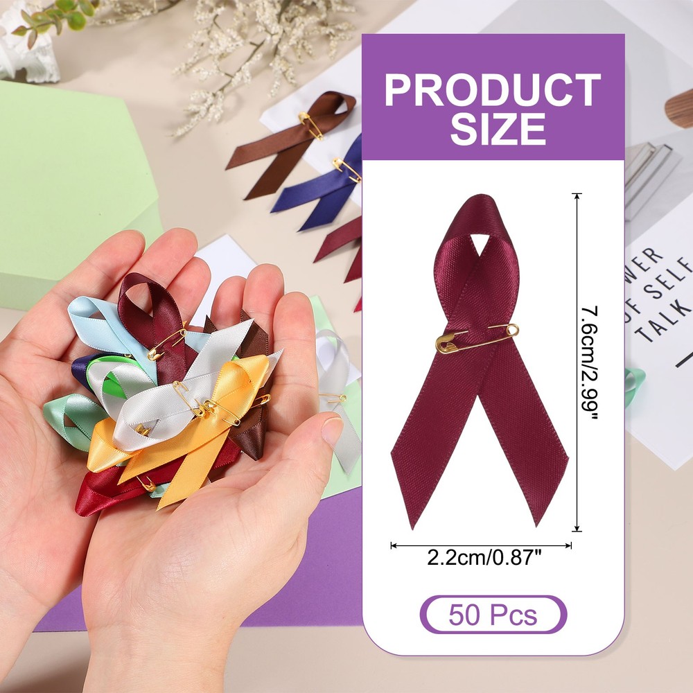 50 Pcs Polyester Ribbon Satin Pins, Red