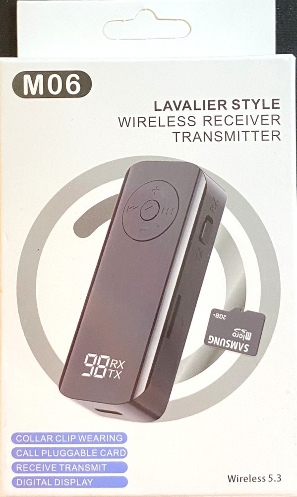 Loficoper Bluetooth Wireless 5.3 Lavalier Style Receiver Transmitter M06