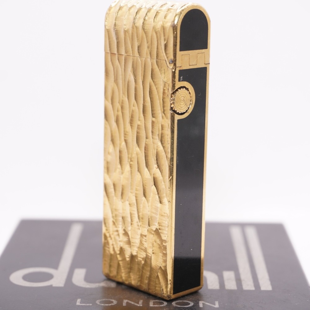Dunhill Dome Lighter Gold plated with Black Lacquer_ Fully Working Condition