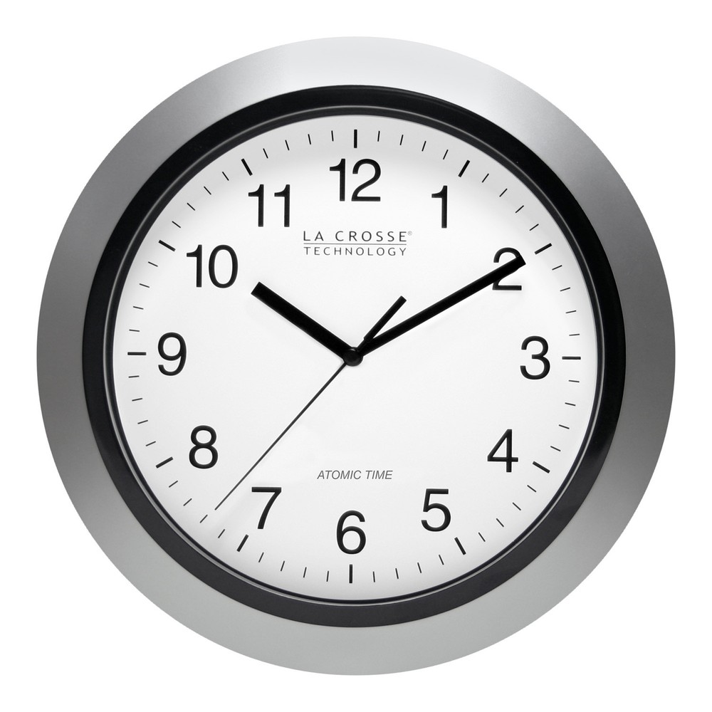 WT-3129S La Crosse Technology 12" Atomic Analog Wall Clock - Silver NIB