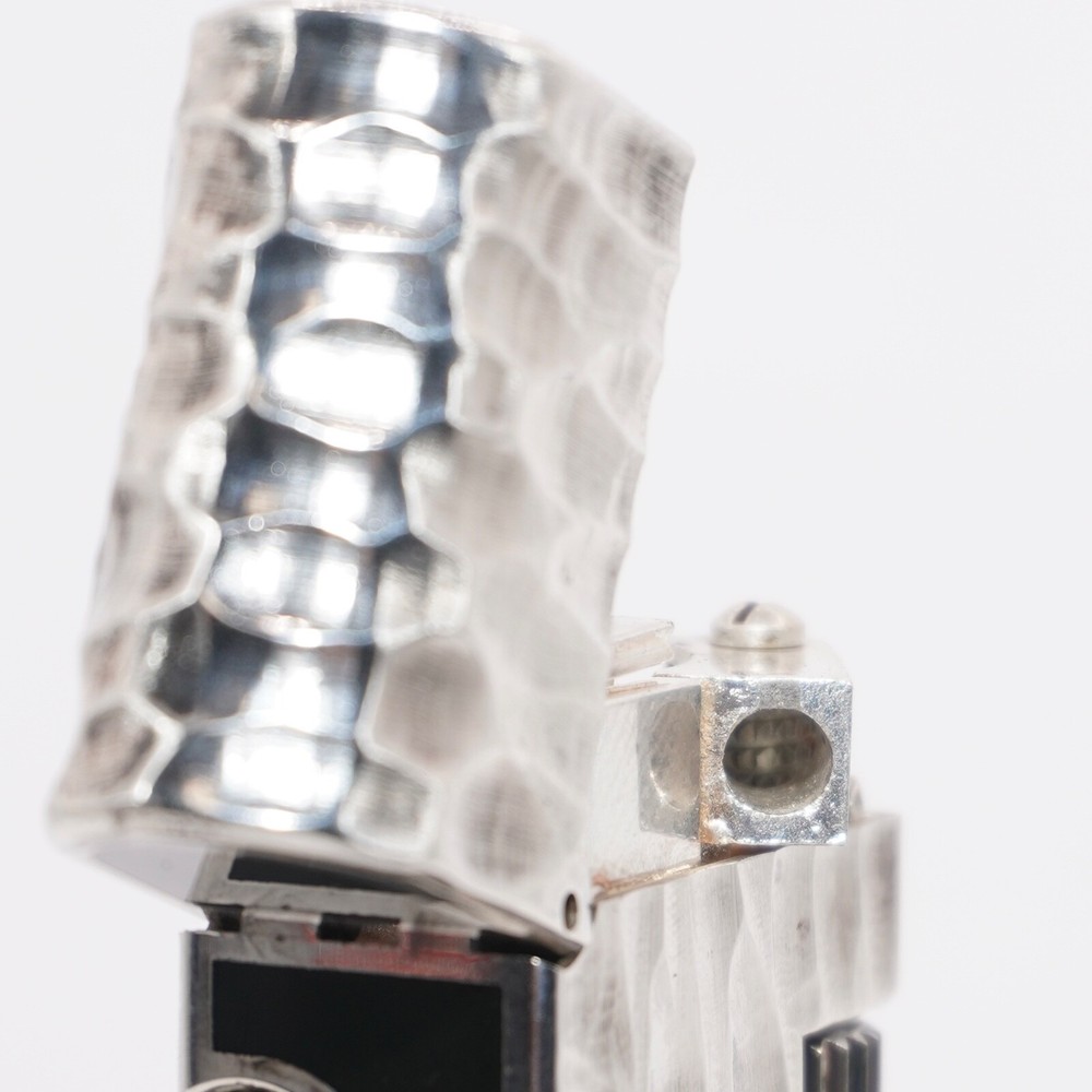 Dunhill Rollagas Lacquer Dome Lighter Silver plated with Black Lacquer_Working