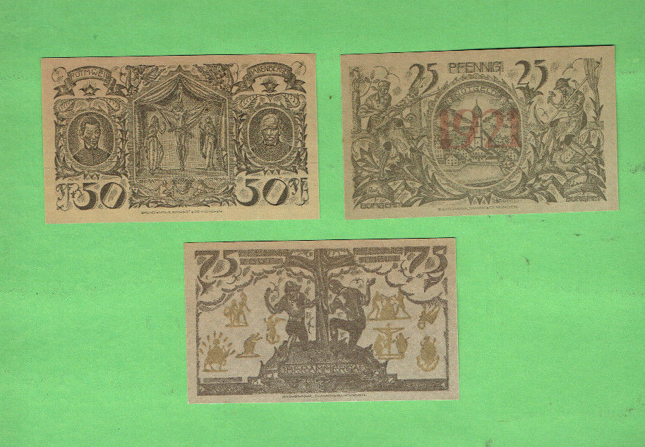 #D403. 20. THREE(3) GERMAN NOTGELD NOTES