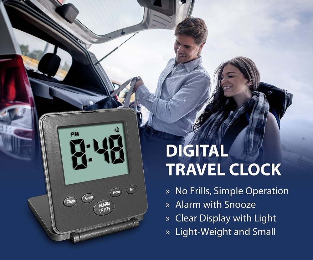 Digital Travel Alarm Clock - No Bells, No Whistles, Simple Basic Operation, L...